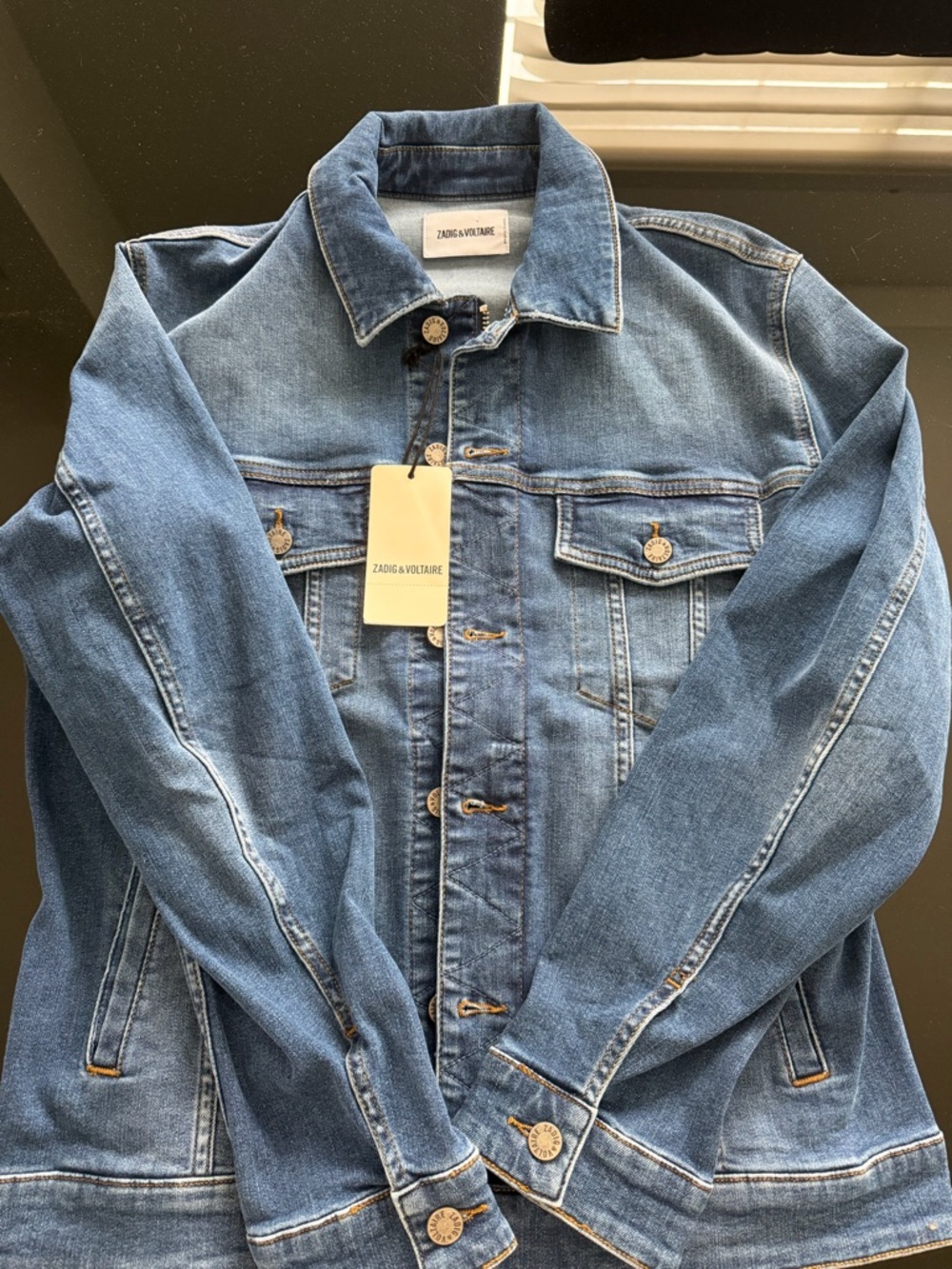 Zadig & Voltaire Dark Blue Denim Jacket with Heart Stitching